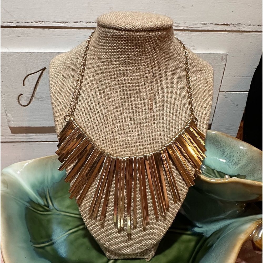 Guess Gold Tone Spike Statement Necklace